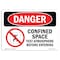 Signmission OSHA Danger Sign, Confined Space Test Atmosphere, 14in X 10in Rigid Plastic, OS-DS-P-1014-L-1744 OS-DS-P-1014-L-1744 - alternate 1